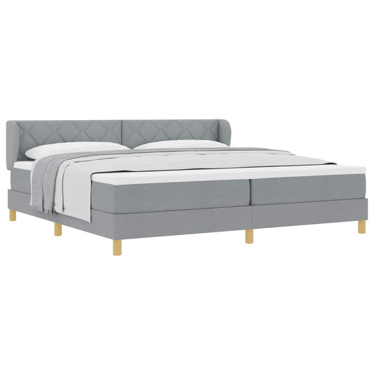 vidaXL Κρεβάτι με ελατήρια Ανοιχτό γκρι 200 x 200 cm ύφασμα