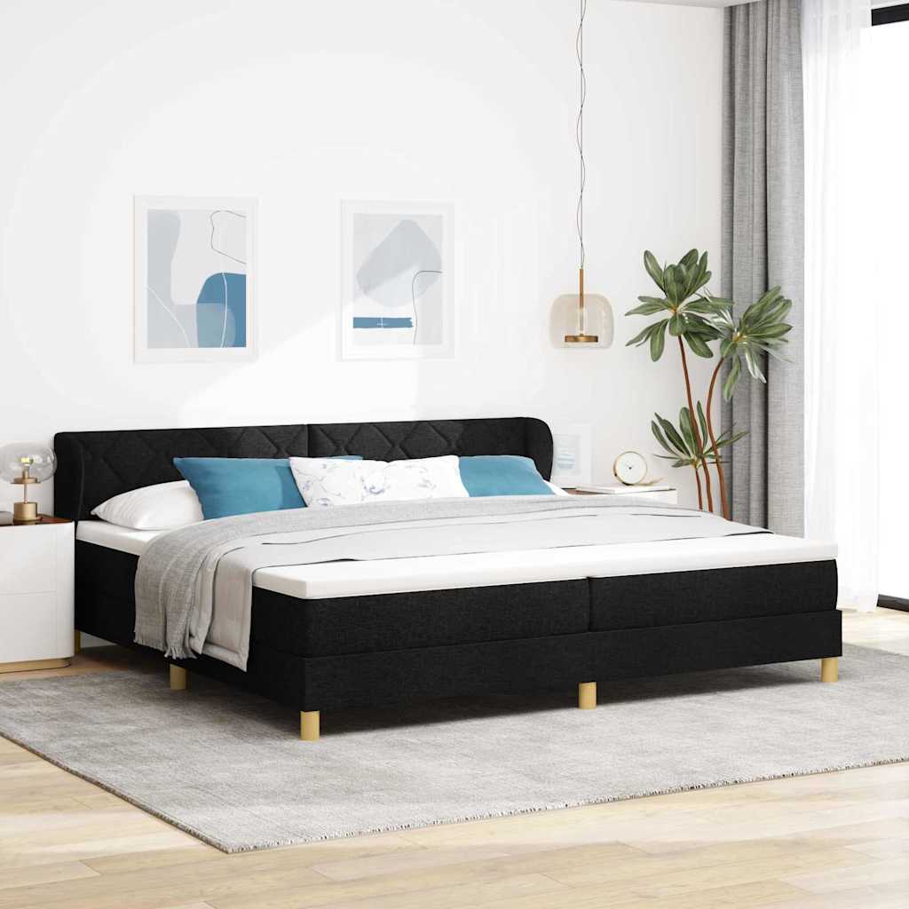vidaXL Κρεβάτι με ελατήρια με κεφαλάρι Μαύρο 200 x 200 cm ύφασμα