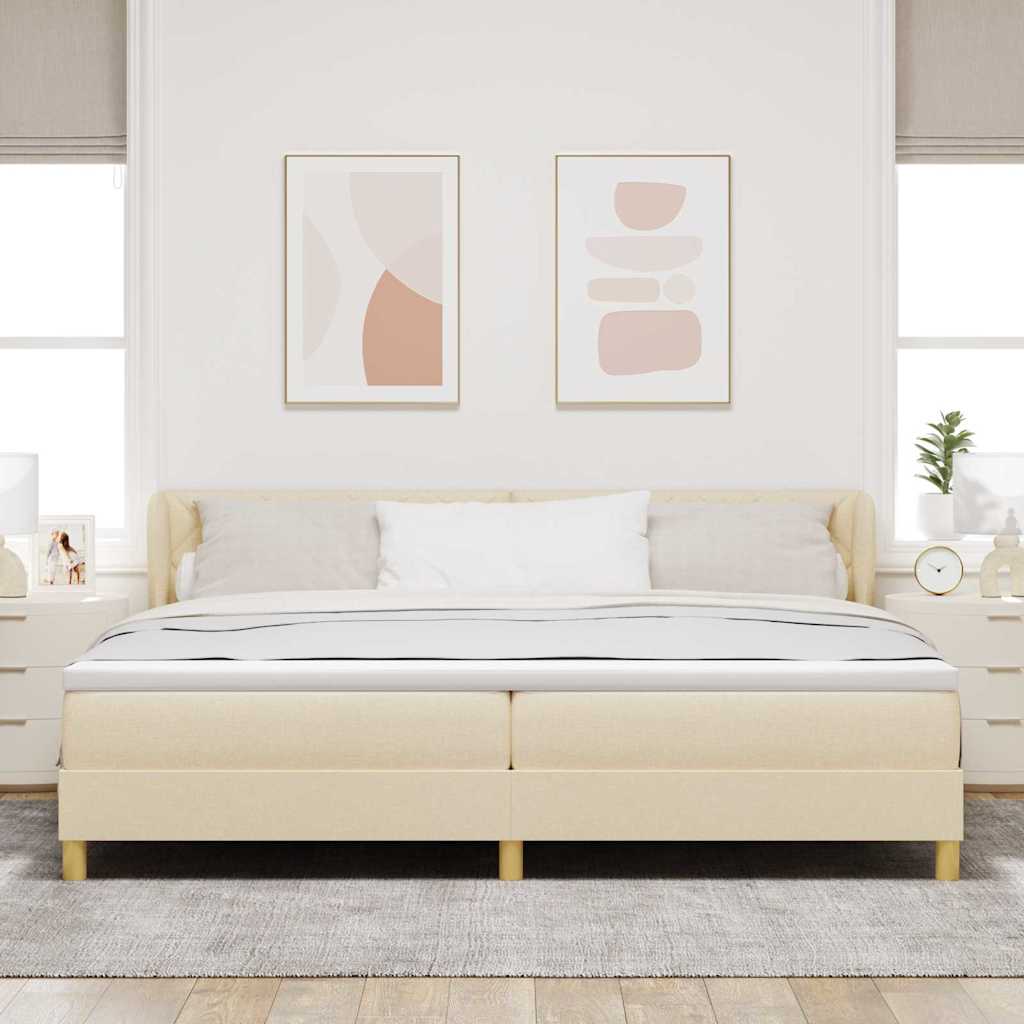vidaXL Κρεβάτι με ελατήρια με κεφαλάρι Κρεμ 200 x 200 cm ύφασμα