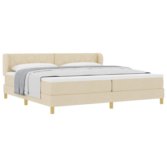 vidaXL Κρεβάτι με ελατήρια με κεφαλάρι Κρεμ 200 x 200 cm ύφασμα