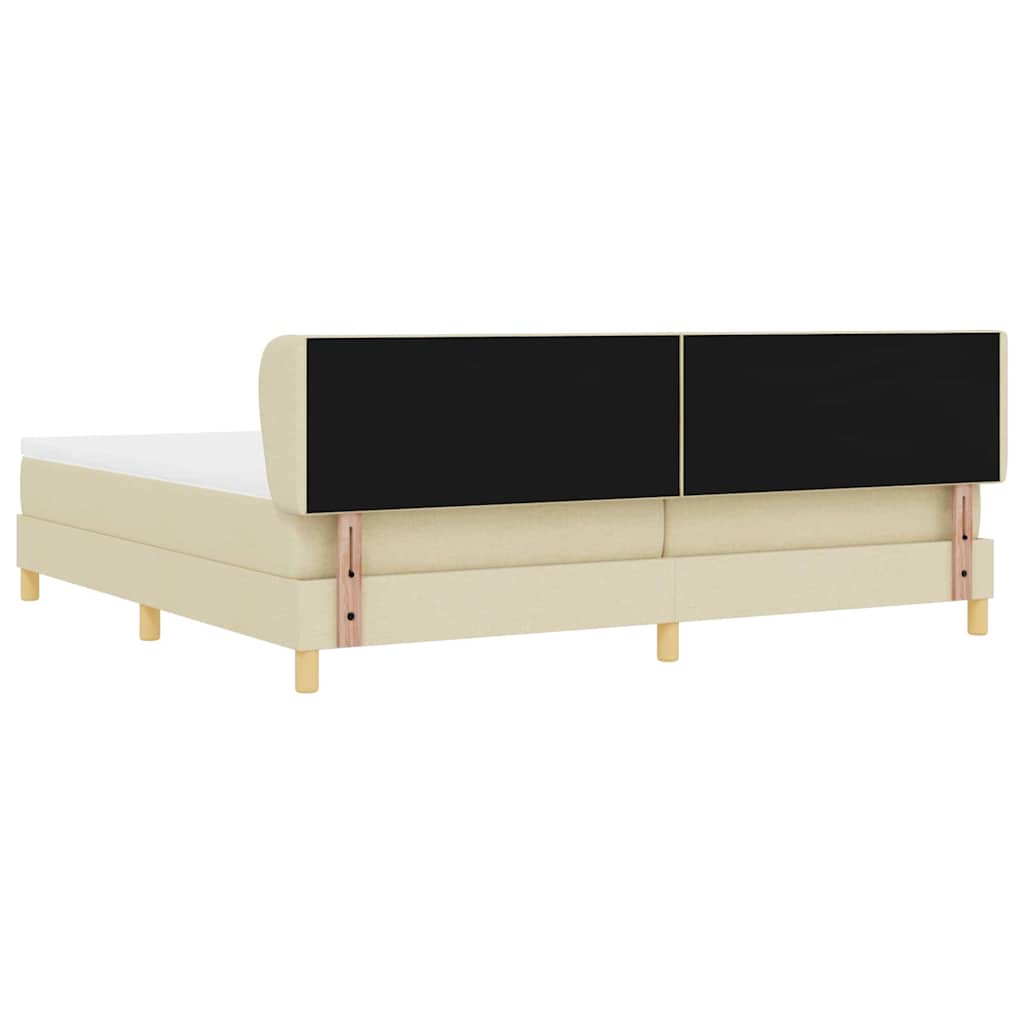 vidaXL Κρεβάτι με ελατήρια με κεφαλάρι Κρεμ 200 x 200 cm ύφασμα