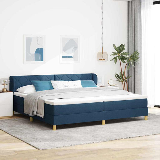 vidaXL Κρεβάτι με ελατήρια με κεφαλάρι Μπλε 200 x 200 cm ύφασμα