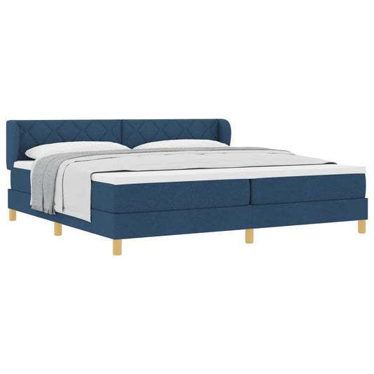 vidaXL Κρεβάτι με ελατήρια με κεφαλάρι Μπλε 200 x 200 cm ύφασμα