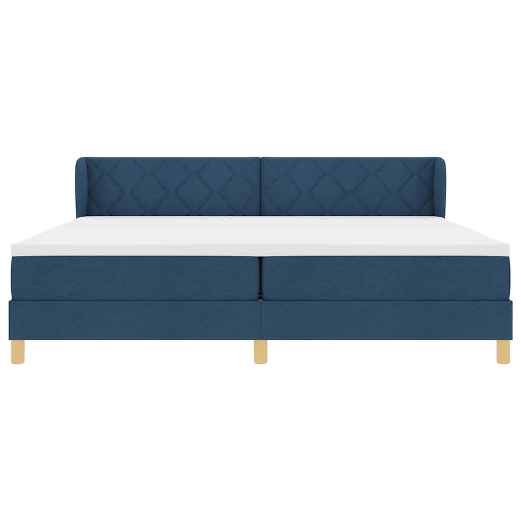 vidaXL Κρεβάτι με ελατήρια με κεφαλάρι Μπλε 200 x 200 cm ύφασμα