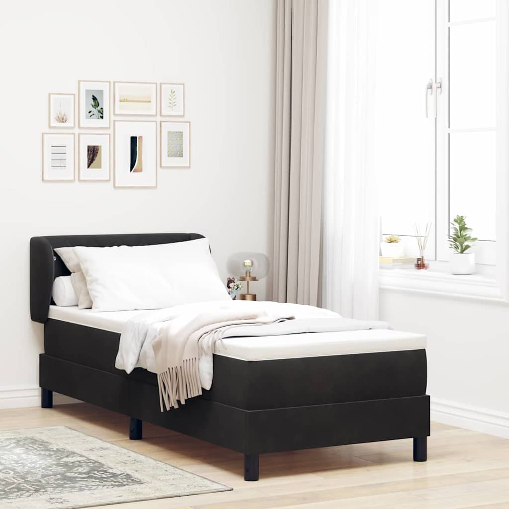 vidaXL Κρεβάτι με ελατήρια με κεφαλάρι Μαύρο 80 x 200 cm Βελούδο