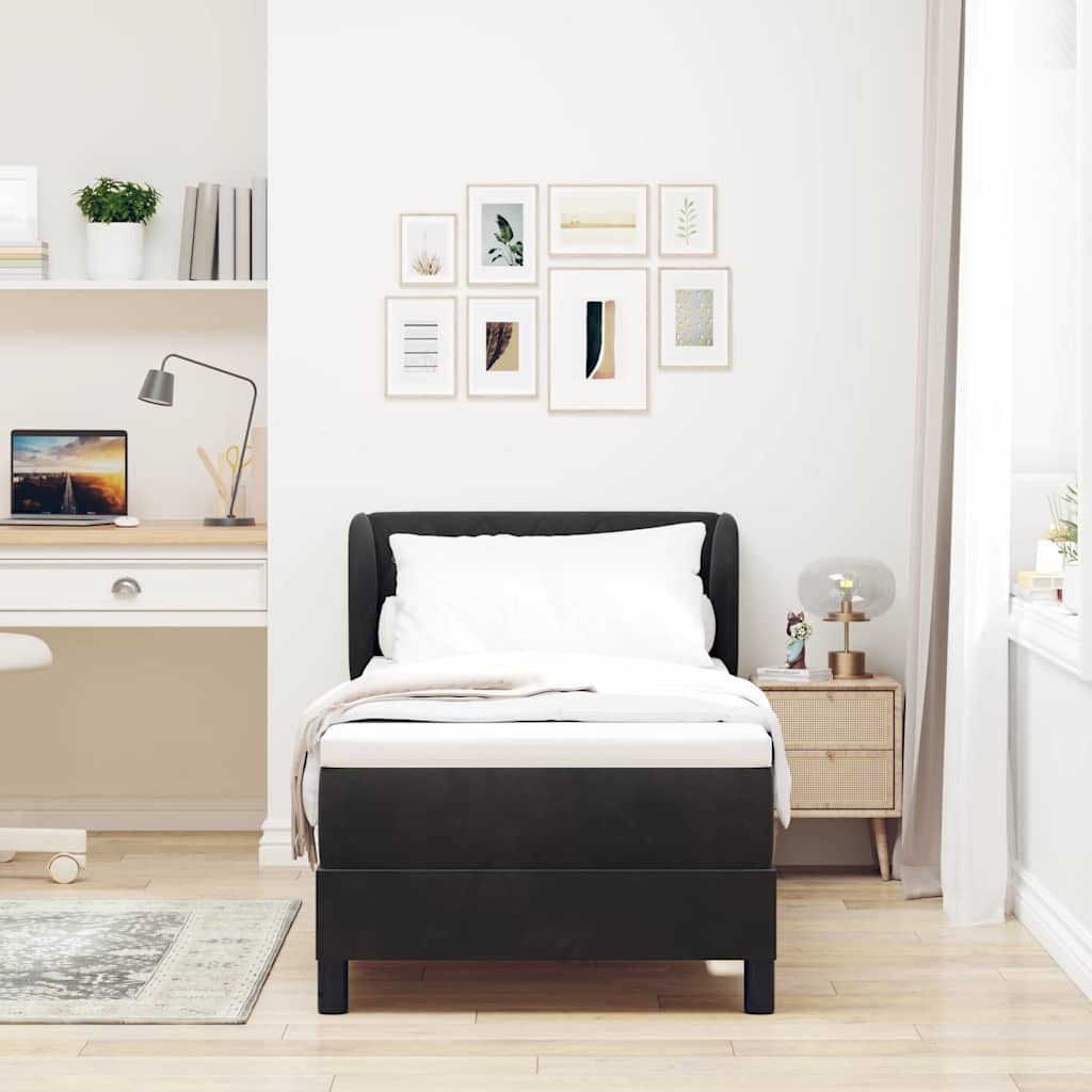 vidaXL Κρεβάτι με ελατήρια με κεφαλάρι Μαύρο 80 x 200 cm Βελούδο