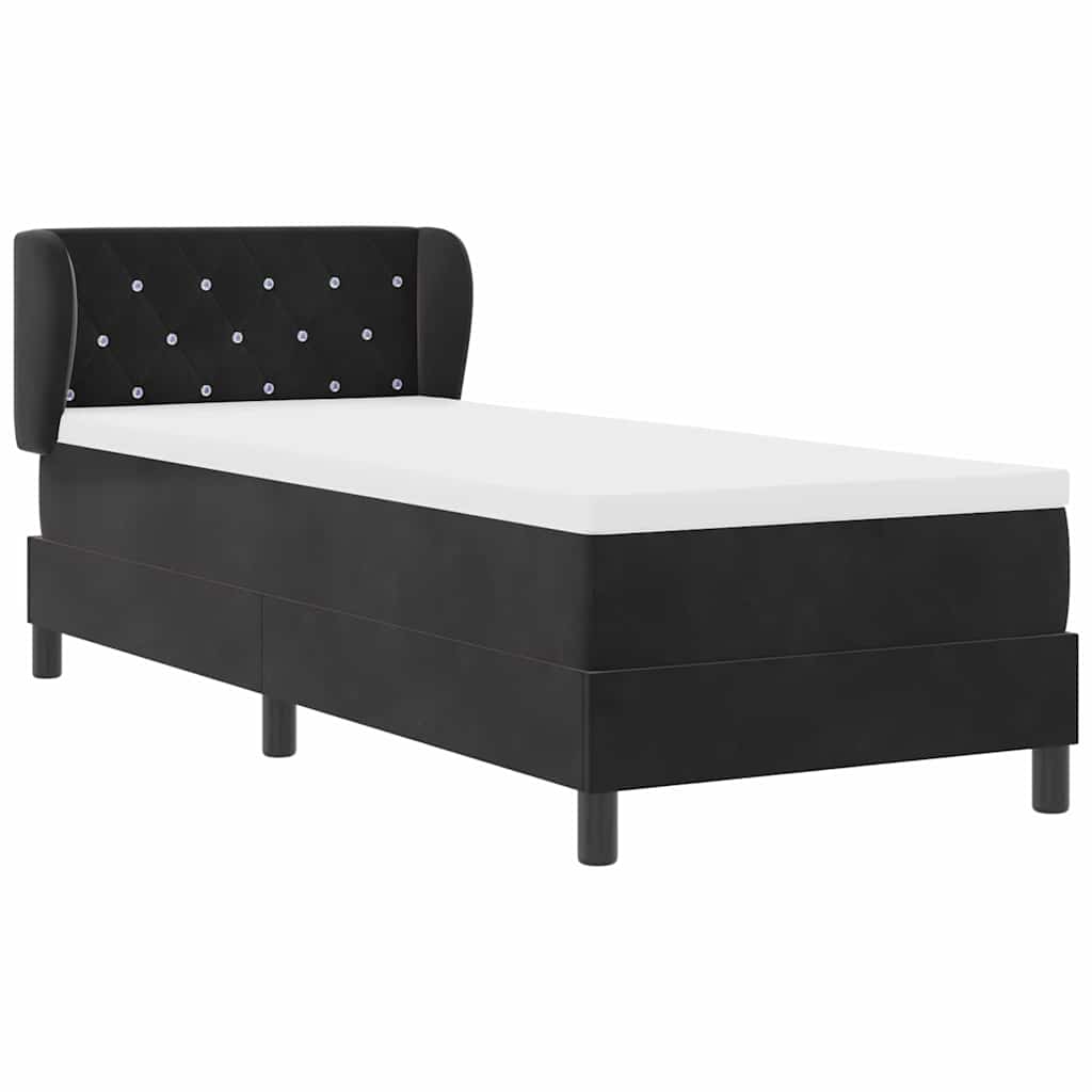 vidaXL Κρεβάτι με ελατήρια με κεφαλάρι Μαύρο 80 x 200 cm Βελούδο