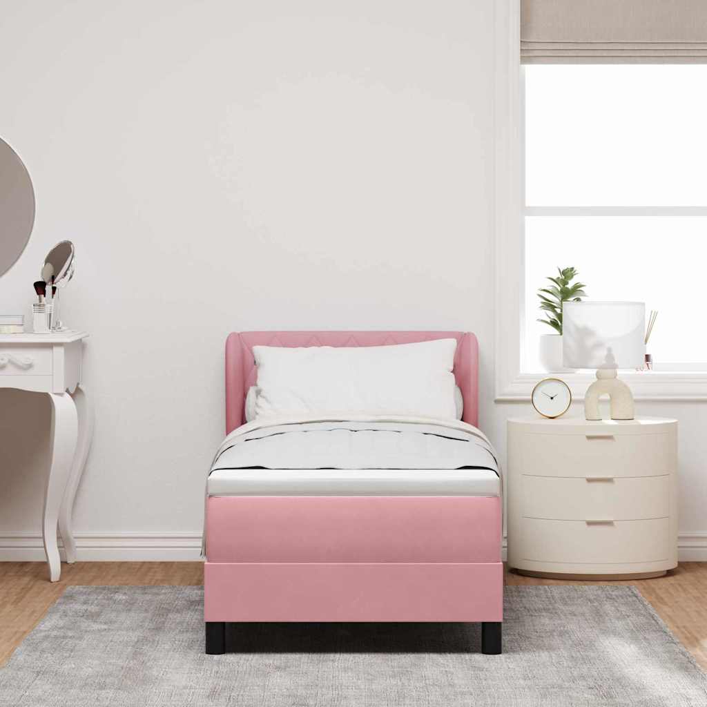 vidaXL Κρεβάτι με ελατήρια με κεφαλάρι Ροζ 80 x 200 cm Βελούδο