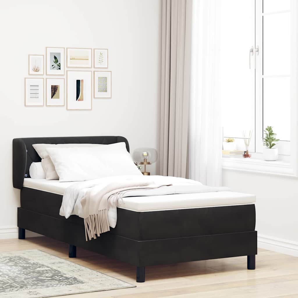 vidaXL Κρεβάτι Box Spring με Στρώμα Μαύρο 90x190 εκ. Βελούδο