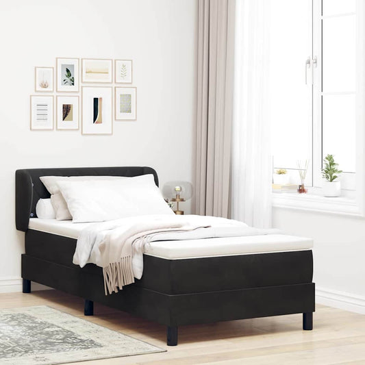 vidaXL Κρεβάτι Box Spring με Στρώμα Μαύρο 90x190 εκ. Βελούδο