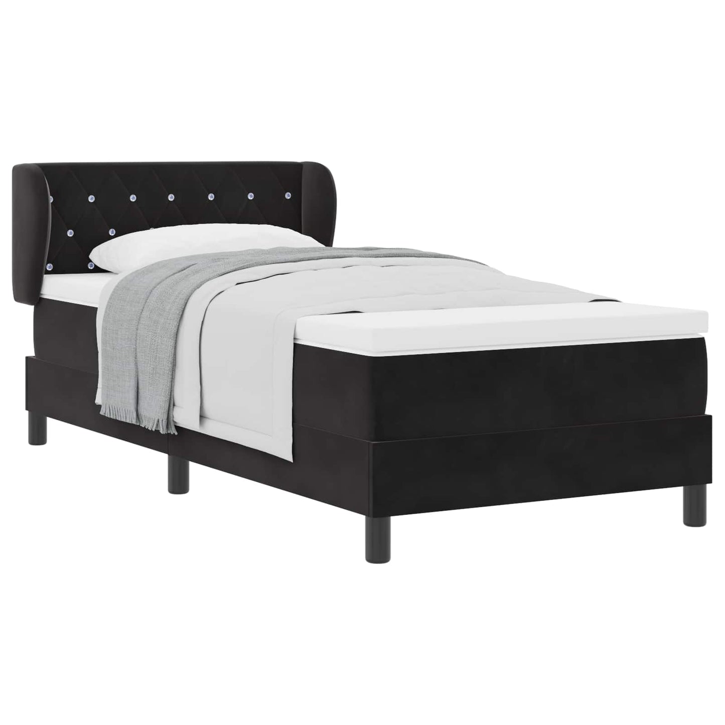 vidaXL Κρεβάτι με ελατήρια με στρώμα Μαύρο 90 x 190 cm Βελούδο