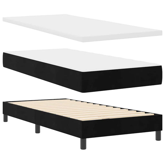 vidaXL Κρεβάτι Box Spring με Στρώμα Μαύρο 90x190 εκ. Βελούδο