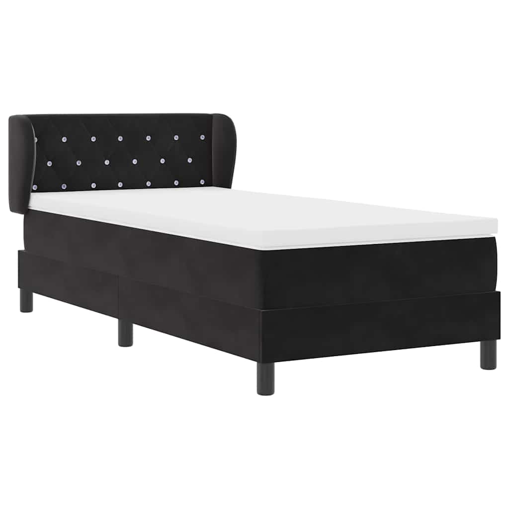 vidaXL Κρεβάτι με ελατήρια με στρώμα Μαύρο 90 x 190 cm Βελούδο