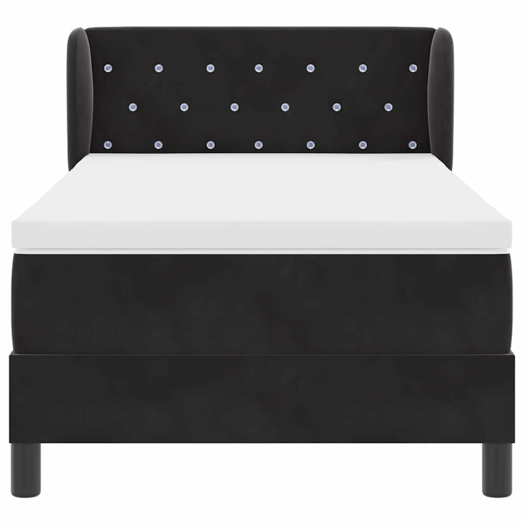 vidaXL Κρεβάτι με ελατήρια με στρώμα Μαύρο 90 x 190 cm Βελούδο