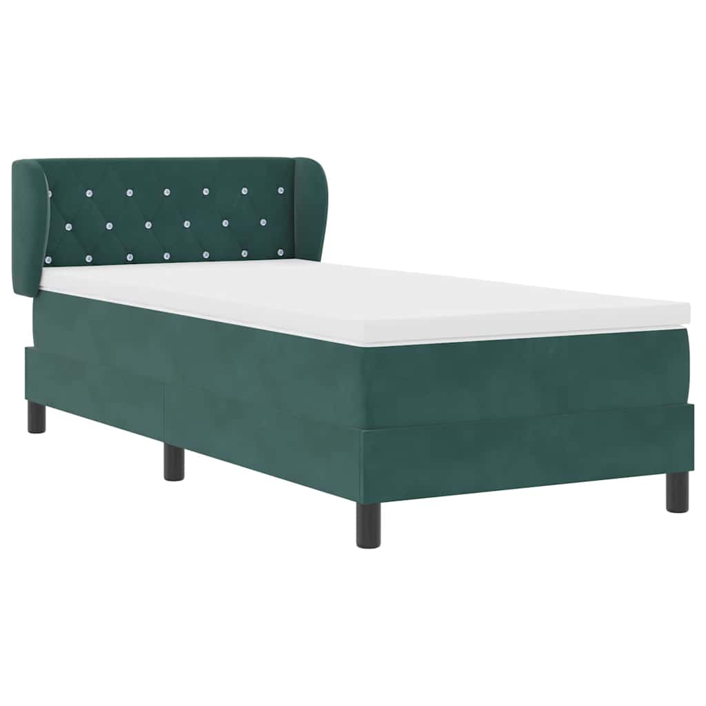 vidaXL Κρεβάτι με ελατήρια Σκούρο πράσινο 90 x 190 cm Βελούδο