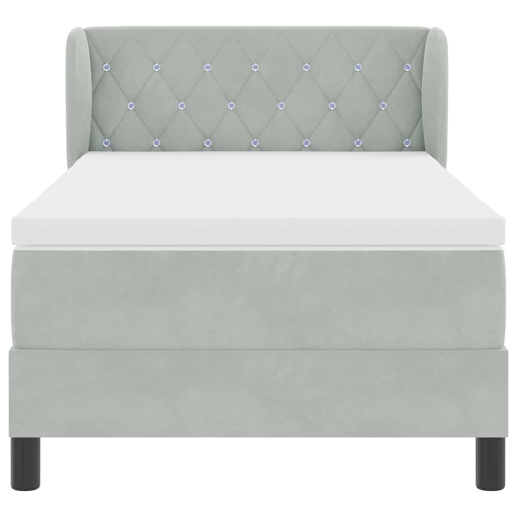 vidaXL Κρεβάτι με Στρώμα Light Grey 90x200 cm από Βελούδο