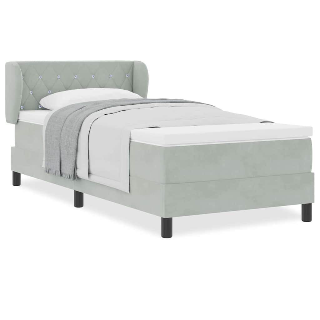 vidaXL Κρεβάτι με Στρώμα Light Grey 90x200 cm από Βελούδο