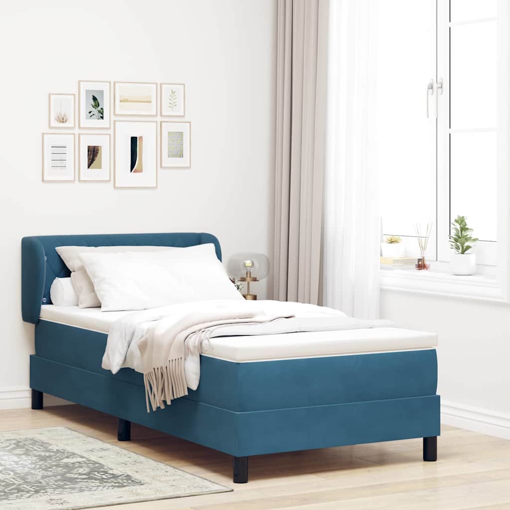 vidaXL Κρεβάτι με ελατήρια Σκούρο Μπλε 100 x 200 cm Βελούδο