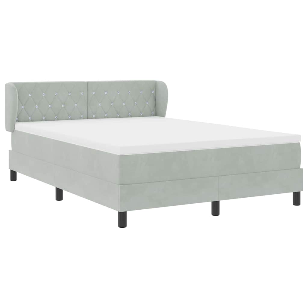 vidaXL Κρεβάτι με ελατήρια Ανοιχτό γκρι 140 x 190 cm Βελούδο