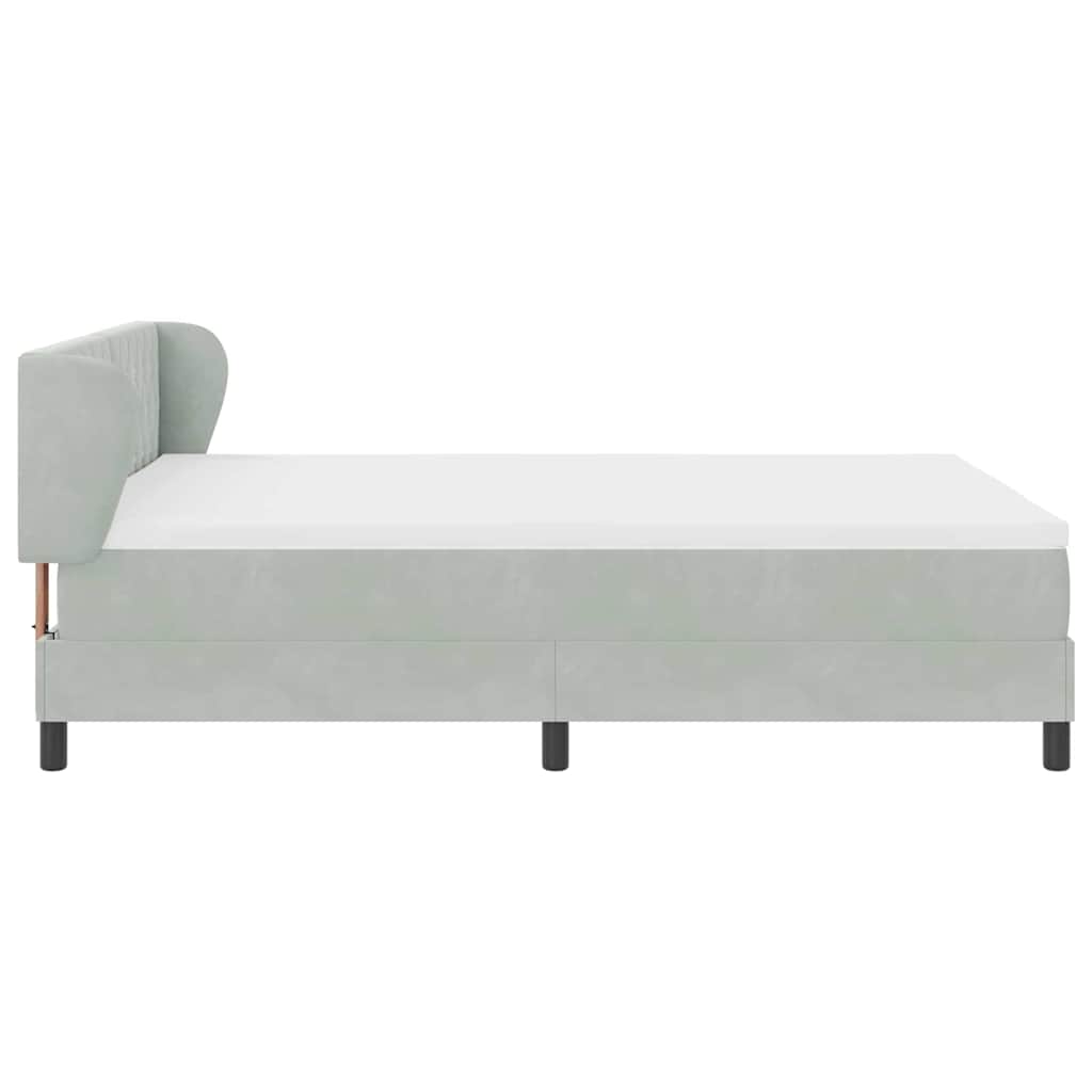 vidaXL Κρεβάτι με ελατήρια Ανοιχτό γκρι 140 x 190 cm Βελούδο