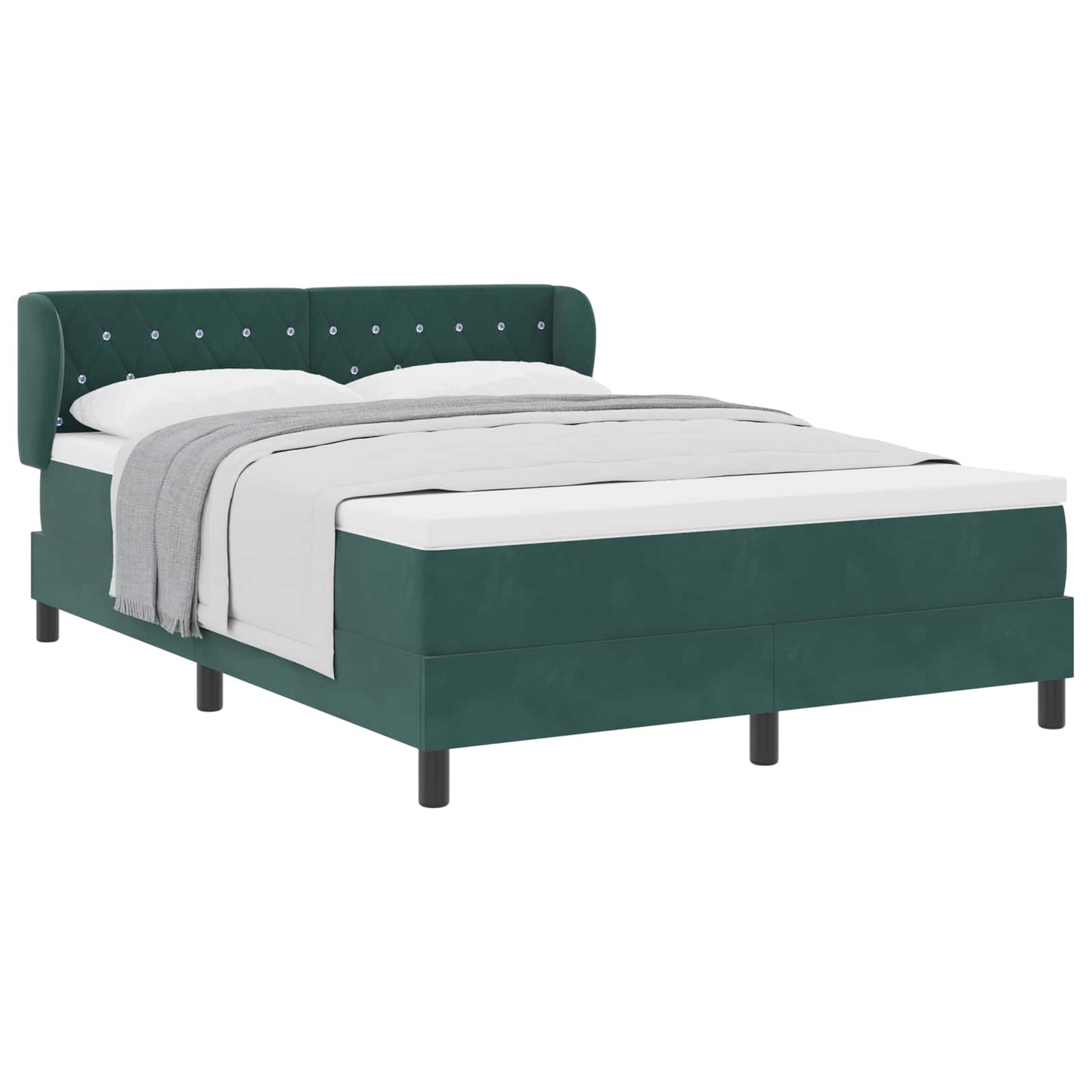 vidaXL Κρεβάτι με ελατήρια Σκούρο πράσινο 140 x 190 cm Βελούδο