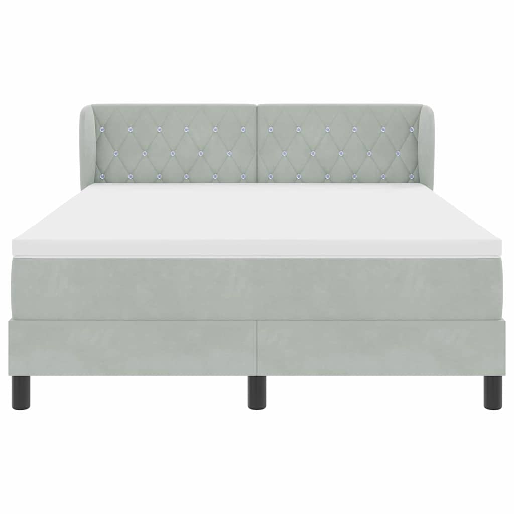 vidaXL Κρεβάτι με ελατήρια Ανοιχτό γκρι 140 x 200 cm Βελούδο