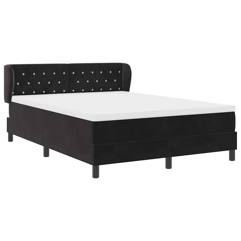 vidaXL Κρεβάτι με ελατήρια με κεφαλάρι Μαύρο 140 x 200 cm Βελούδο