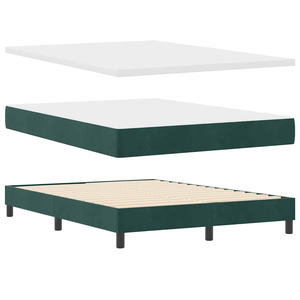 vidaXL Κρεβάτι με ελατήρια Σκούρο πράσινο 140 x 200 cm Βελούδο