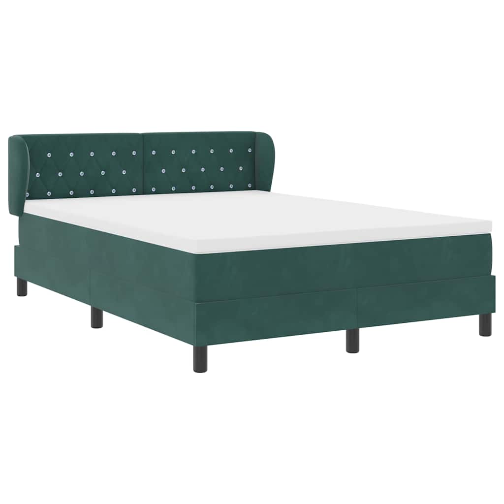 vidaXL Κρεβάτι με ελατήρια Σκούρο πράσινο 140 x 200 cm Βελούδο
