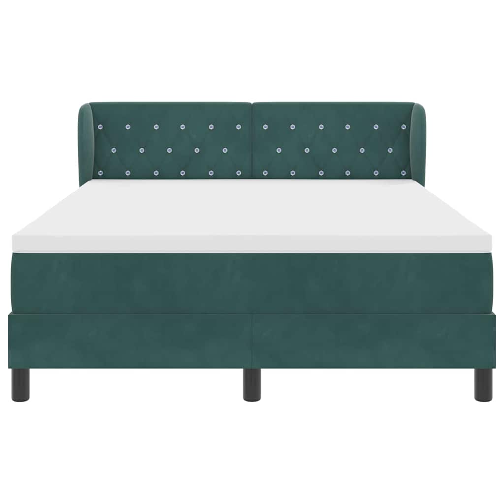 vidaXL Κρεβάτι με ελατήρια Σκούρο πράσινο 140 x 200 cm Βελούδο