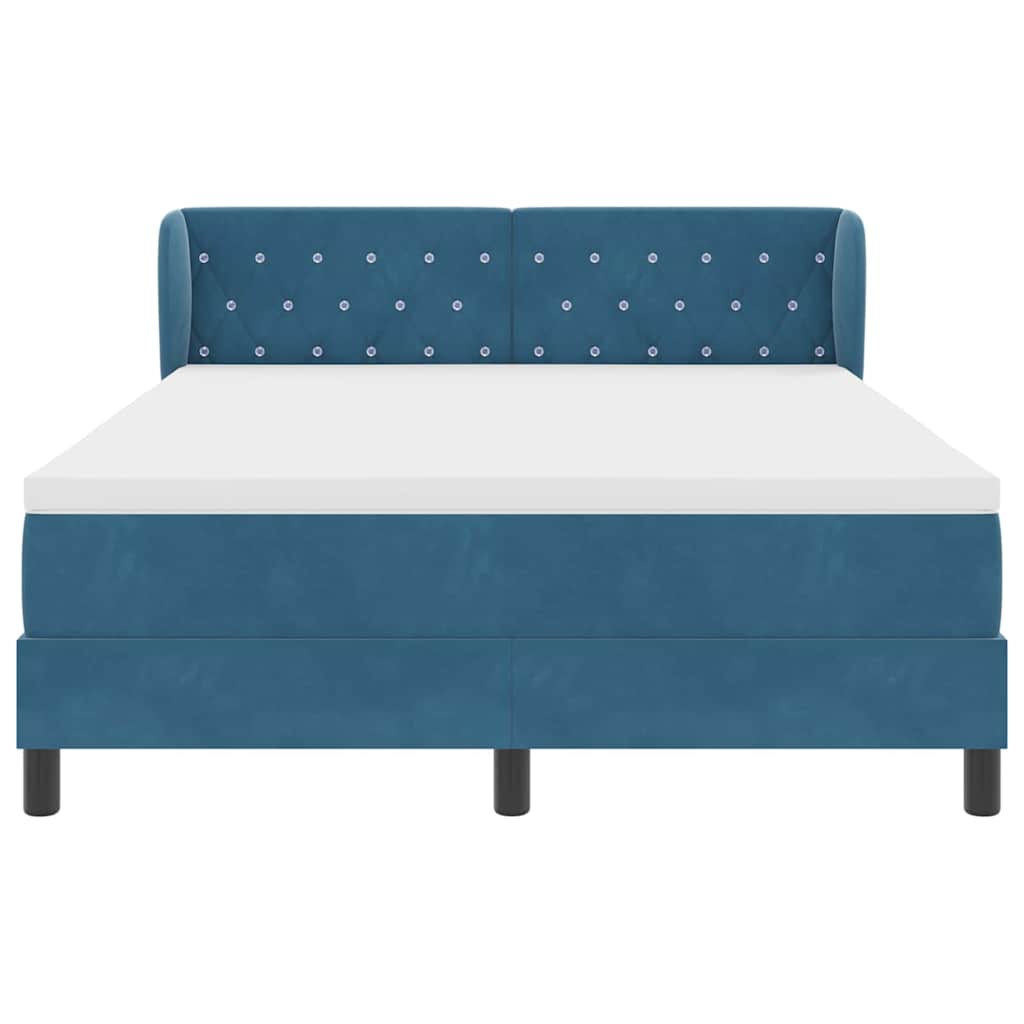 vidaXL Κρεβάτι με ελατήρια Σκούρο Μπλε 140 x 200 cm Βελούδο