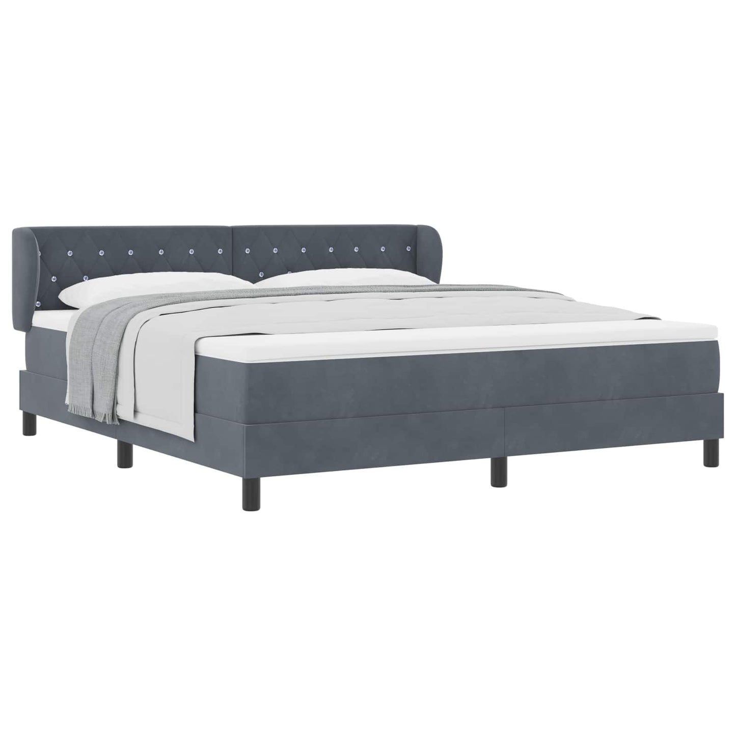 vidaXL Κρεβάτι με ελατήρια Σκούρο γκρι 180 x 200 cm Βελούδο