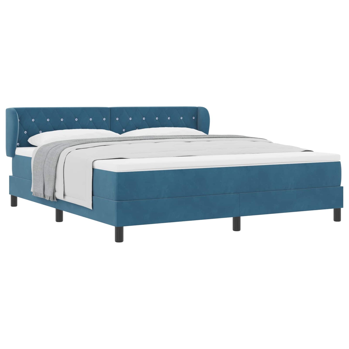 vidaXL Κρεβάτι με ελατήρια Σκούρο Μπλε 180 x 200 cm Βελούδο