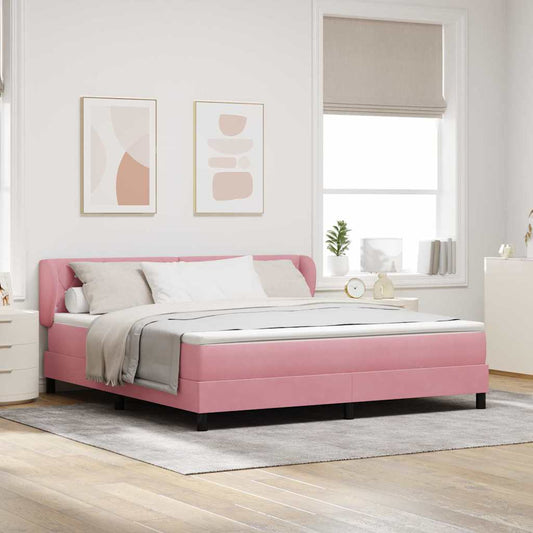 vidaXL Κρεβάτι με ελατήρια με κεφαλάρι Ροζ 180 x 200 cm Βελούδο