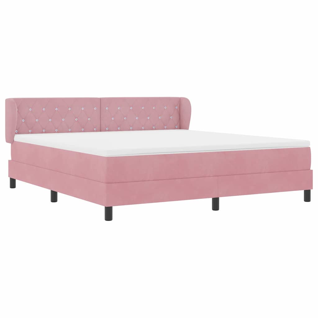 vidaXL Κρεβάτι με ελατήρια με κεφαλάρι Ροζ 180 x 200 cm Βελούδο