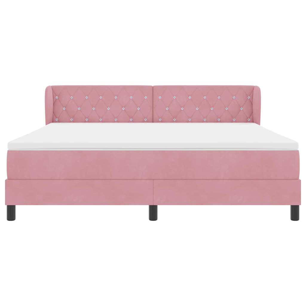 vidaXL Κρεβάτι με ελατήρια με κεφαλάρι Ροζ 180 x 200 cm Βελούδο