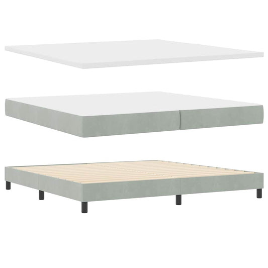 Κρεβάτι Box Spring με Στρώμα vidaXL Ανοιχτό Γκρι 200x200 εκ. Βελούδο