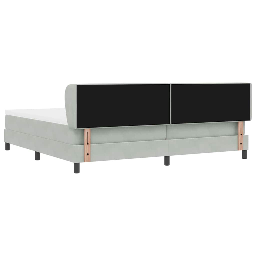 Κρεβάτι Box Spring με Στρώμα vidaXL Ανοιχτό Γκρι 200x200 εκ. Βελούδο