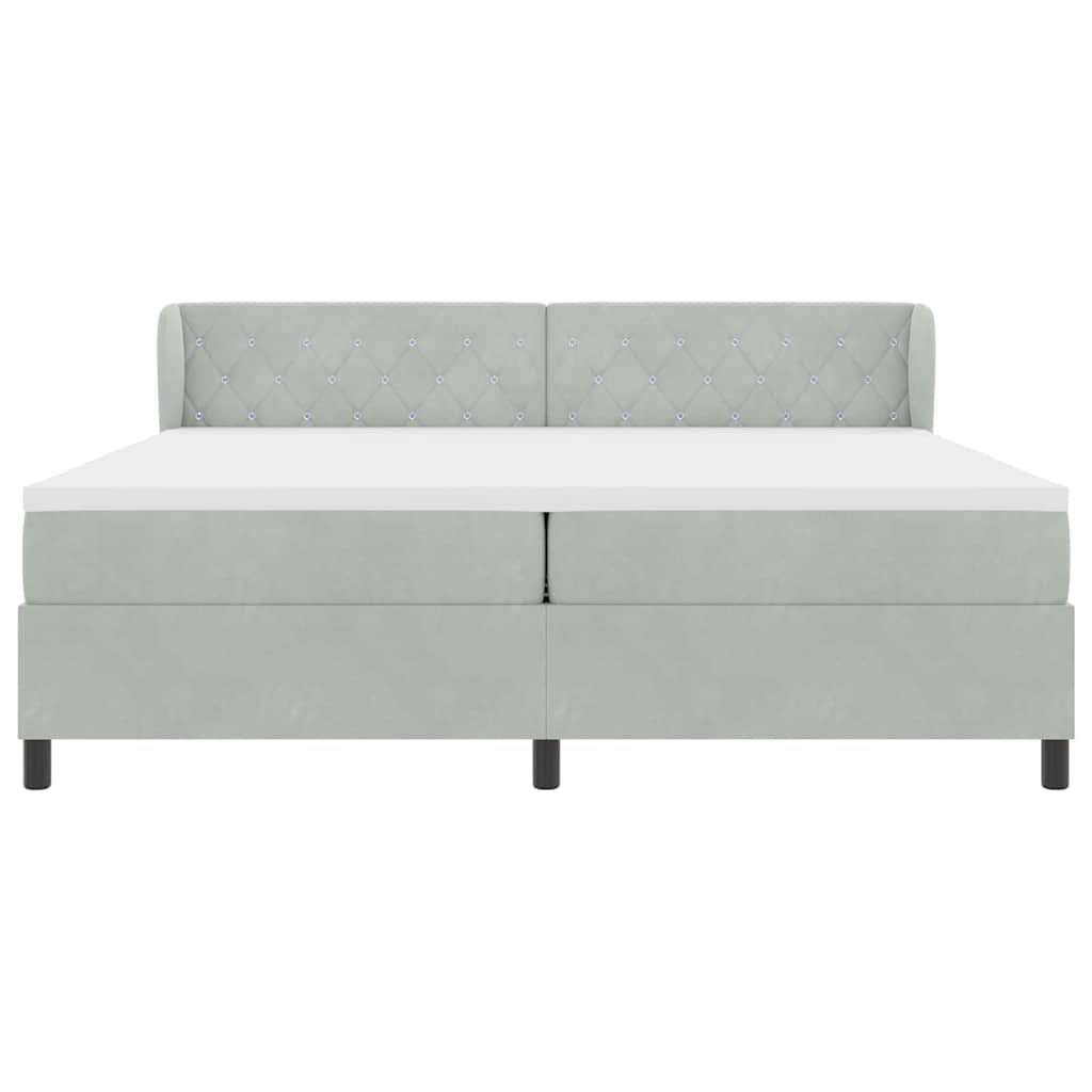 Κρεβάτι Box Spring με Στρώμα vidaXL Ανοιχτό Γκρι 200x200 εκ. Βελούδο