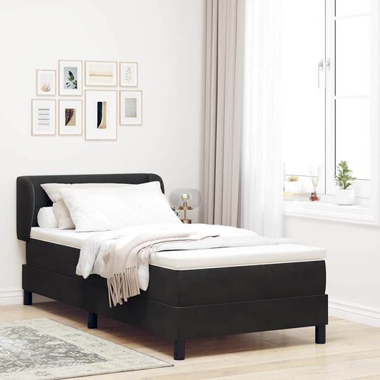 vidaXL Κρεβάτι με ελατήρια με κεφαλάρι Μαύρο 80 x 200 cm Βελούδο