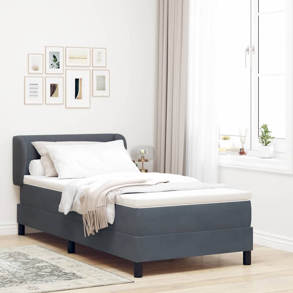 Κρεβάτι Box Spring με Στρώμα vidaXL Γκρι 90x190 εκ. Βελούδο