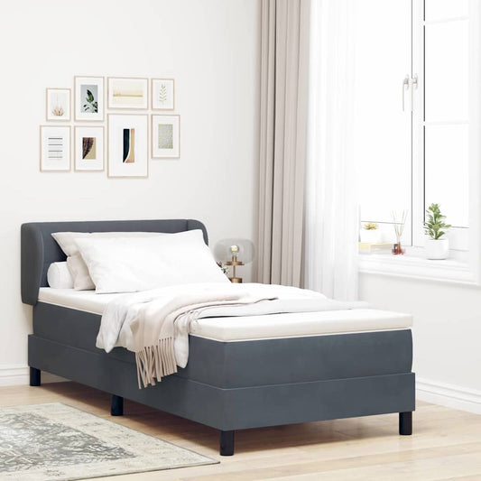 Κρεβάτι Box Spring με Στρώμα vidaXL Γκρι 90x190 εκ. Βελούδο
