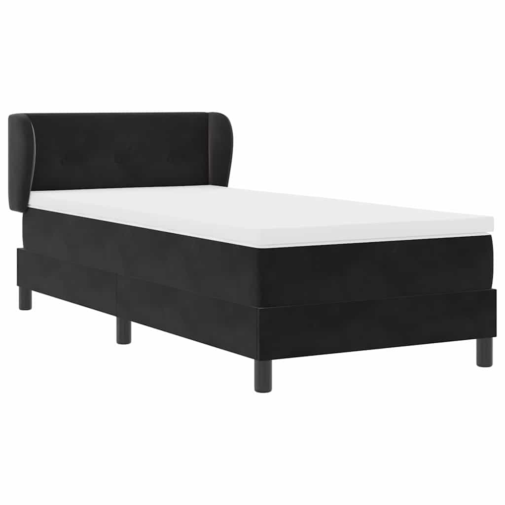 Κρεβάτι Box Spring με Στρώμα vidaXL Μαύρο 90x190 εκ. από Βελούδο