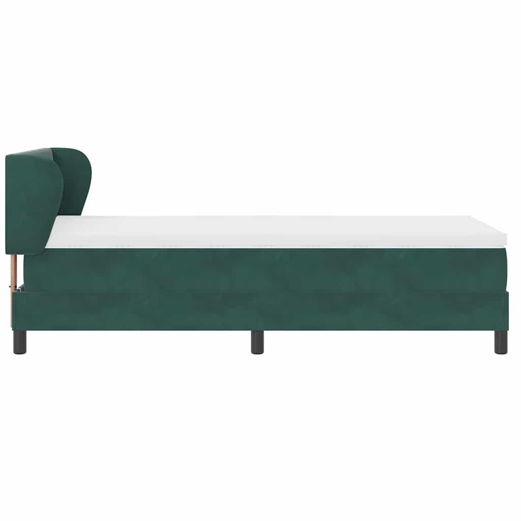 vidaXL Κρεβάτι με ελατήρια Σκούρο πράσινο 90 x 190 cm Βελούδο