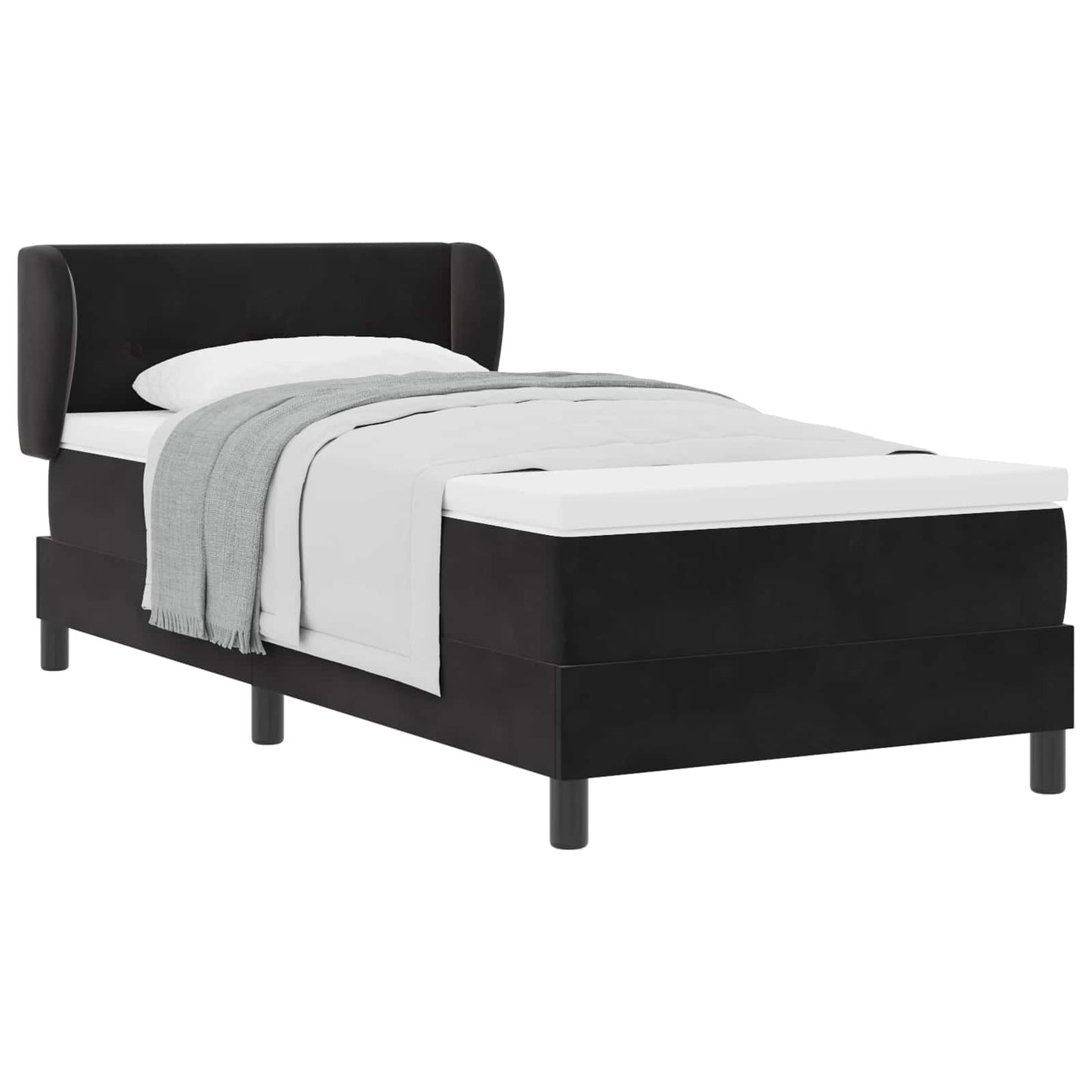 vidaXL Κρεβάτι με ελατήρια με στρώμα Μαύρο 90 x 200 cm Βελούδο