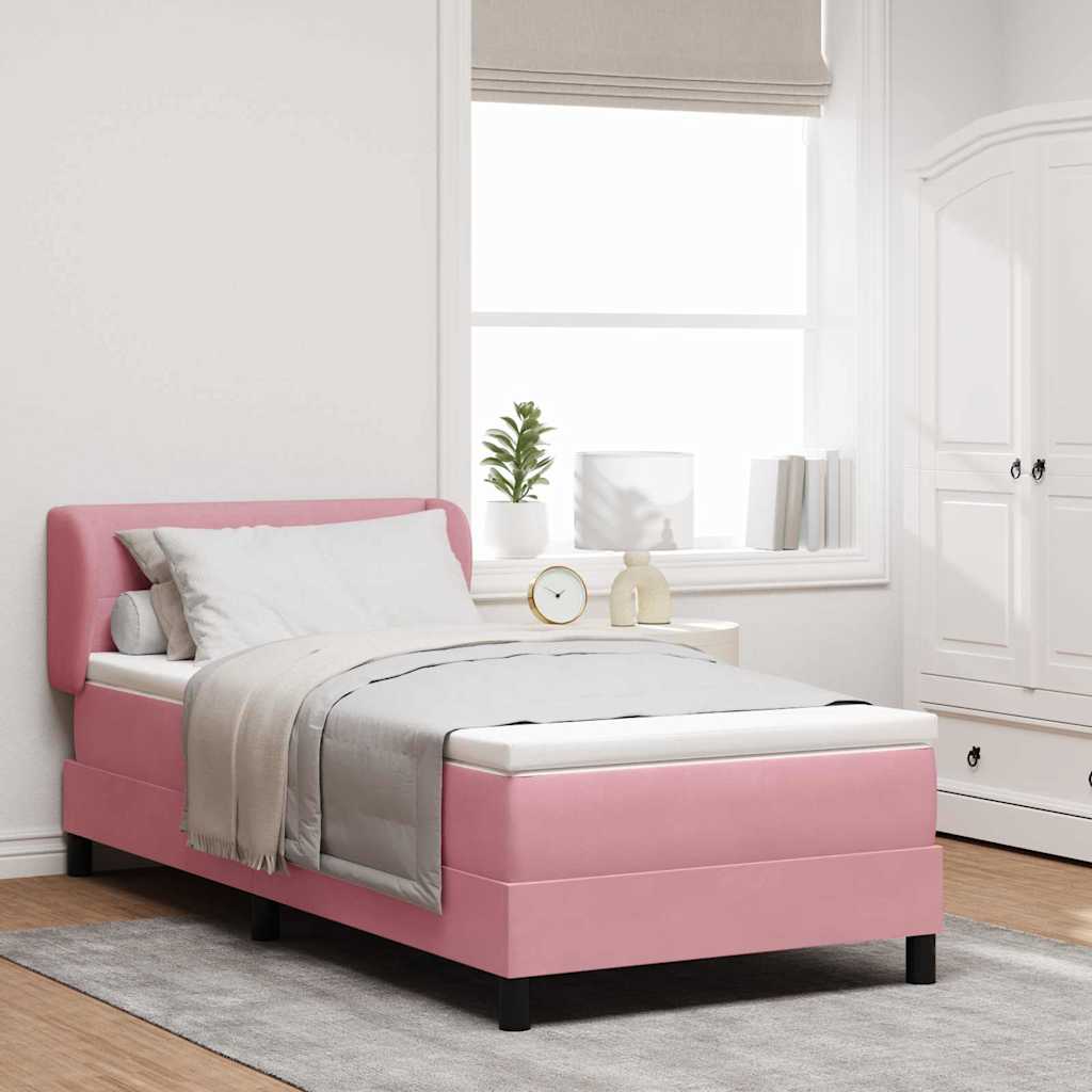 vidaXL Κρεβάτι με ελατήρια με κεφαλάρι Ροζ 90 x 200 cm Βελούδο