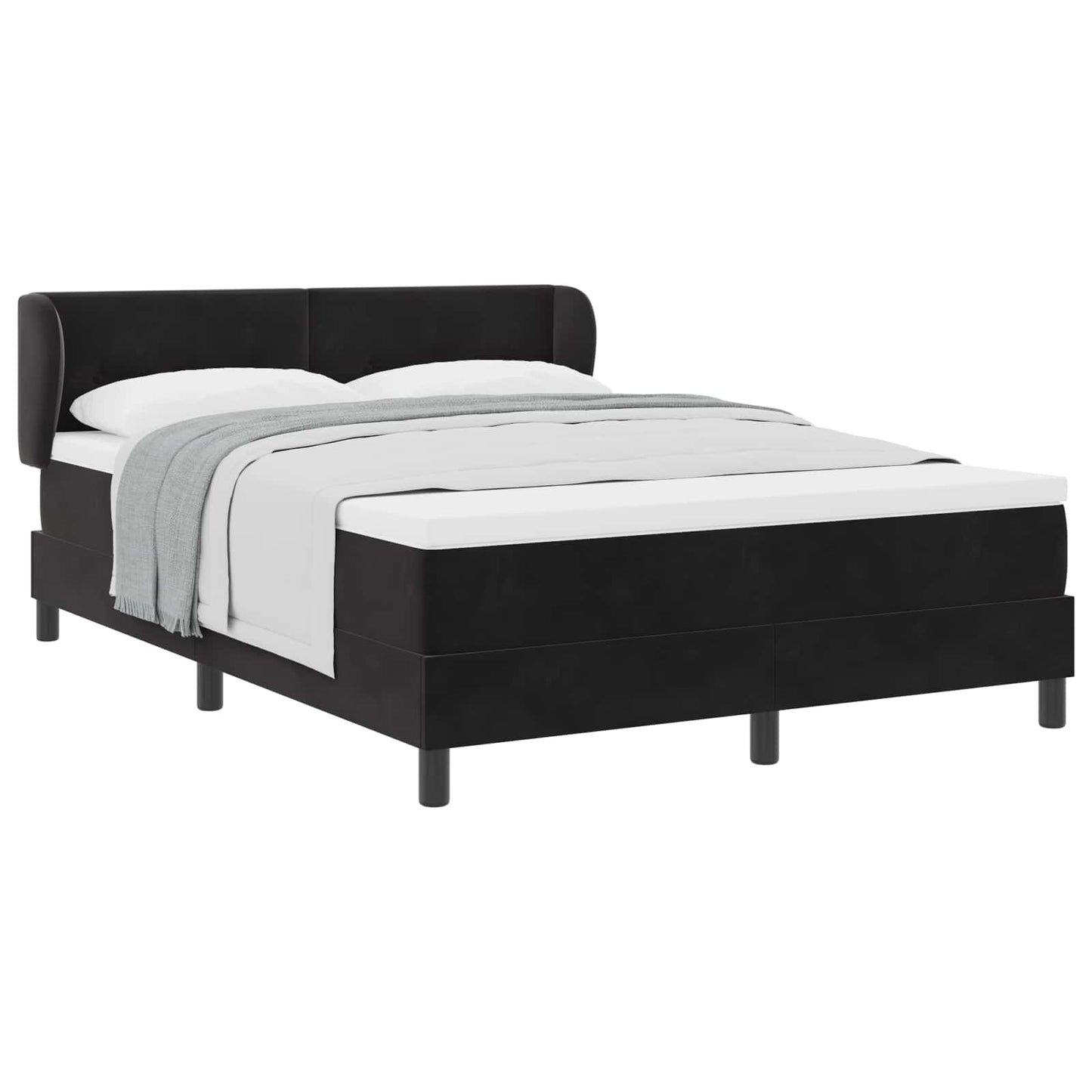vidaXL Κρεβάτι με ελατήρια με στρώμα Μαύρο 140 x 190 cm Βελούδο