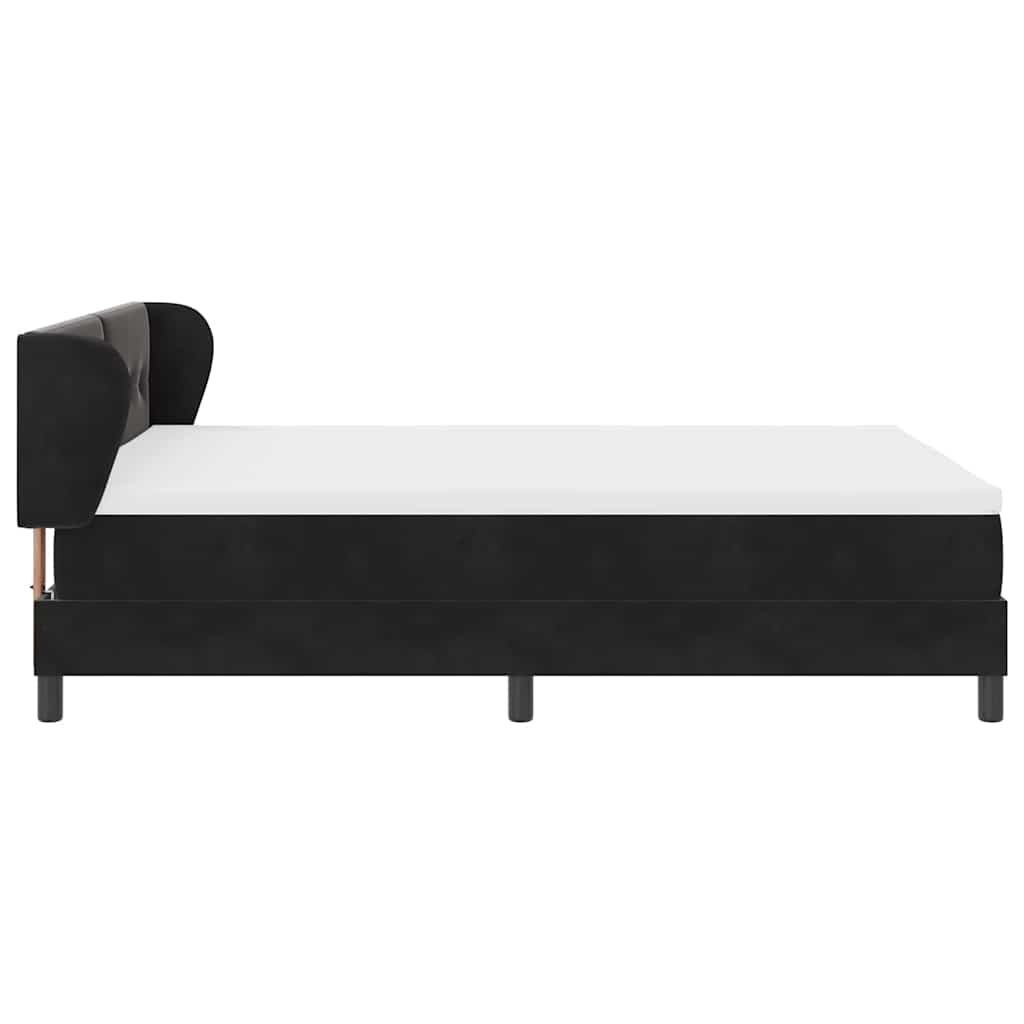 vidaXL Κρεβάτι με ελατήρια με στρώμα Μαύρο 140 x 190 cm Βελούδο