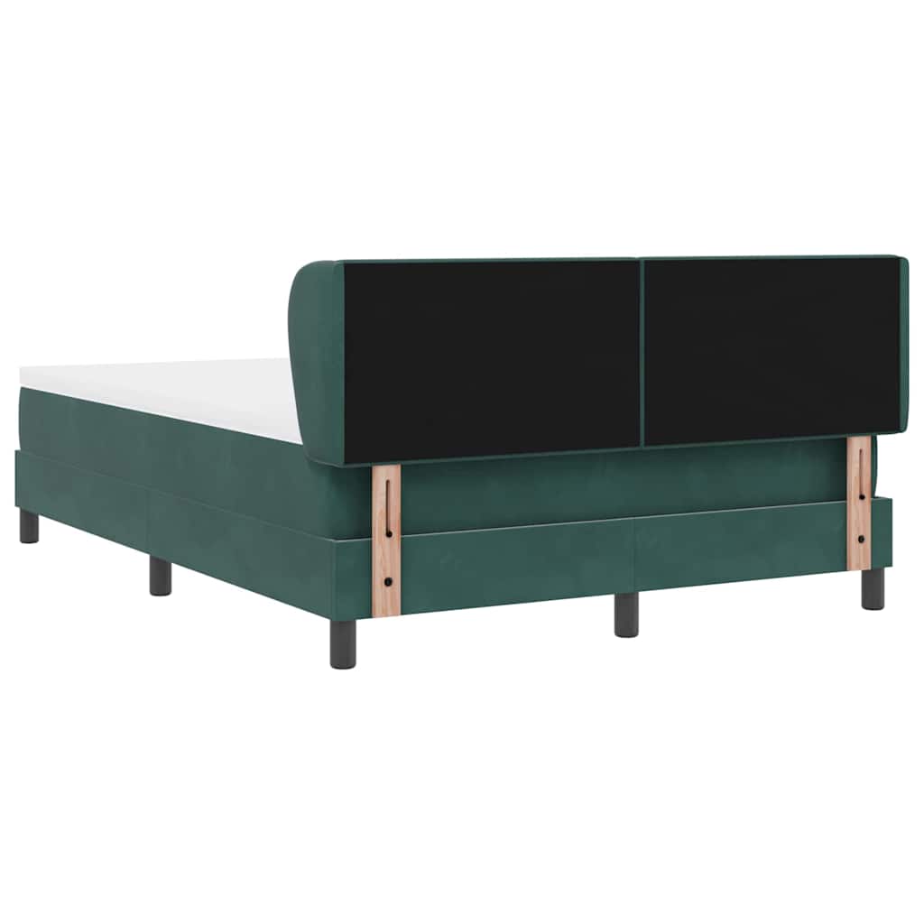 vidaXL Κρεβάτι με ελατήρια Σκούρο πράσινο 140 x 200 cm Βελούδο