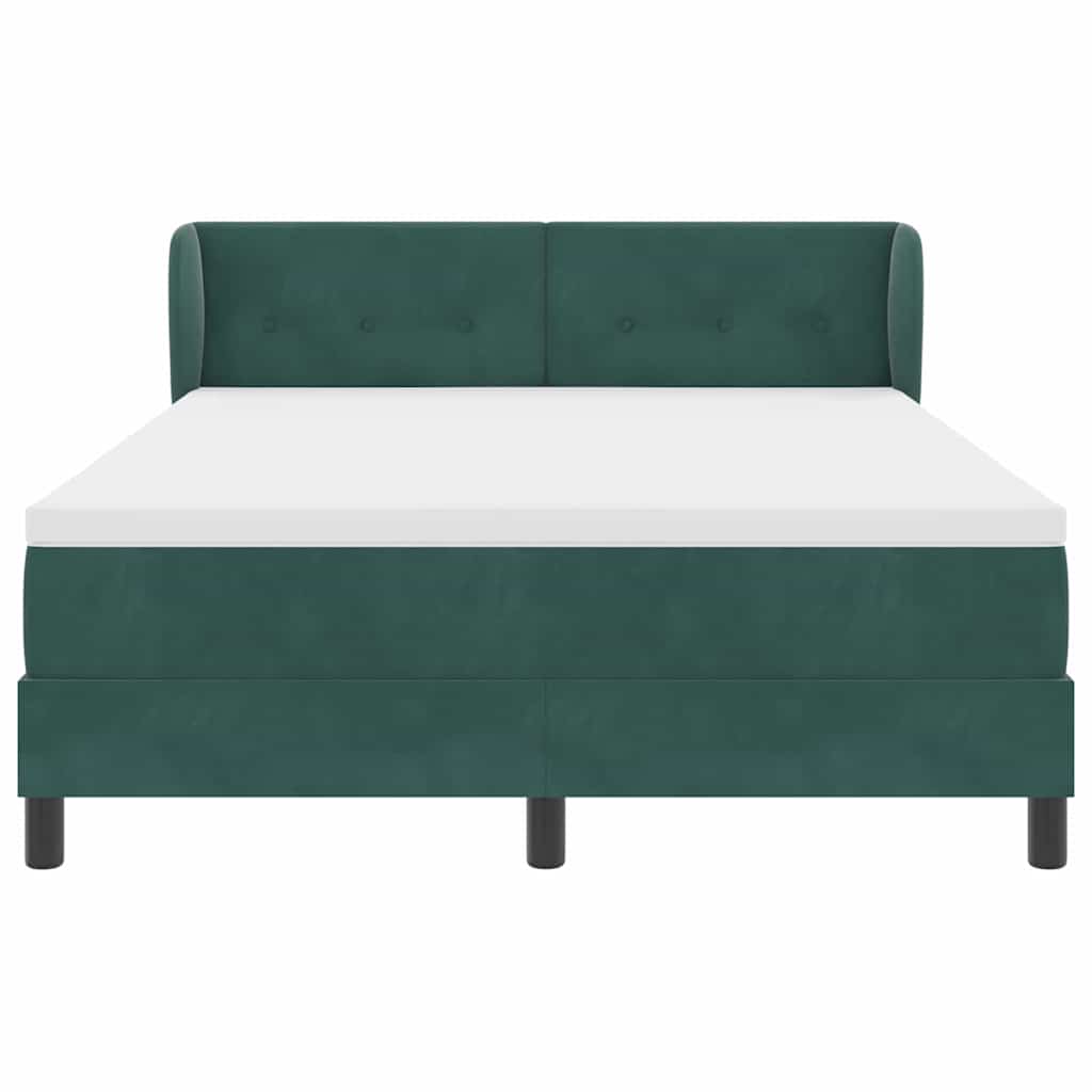 vidaXL Κρεβάτι με ελατήρια Σκούρο πράσινο 140 x 200 cm Βελούδο